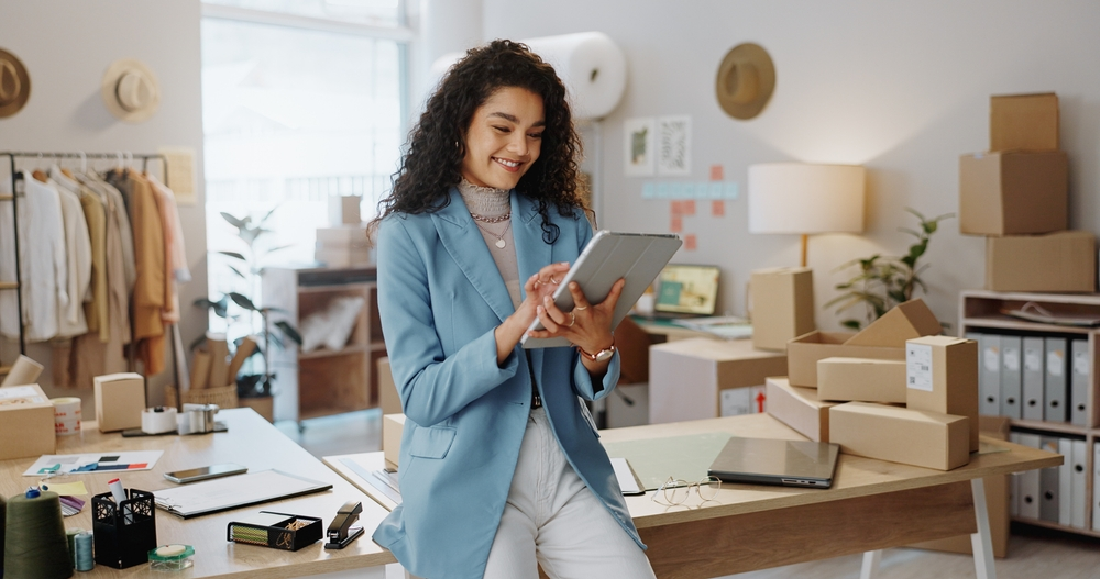 Retail Business Owner looking over inventory